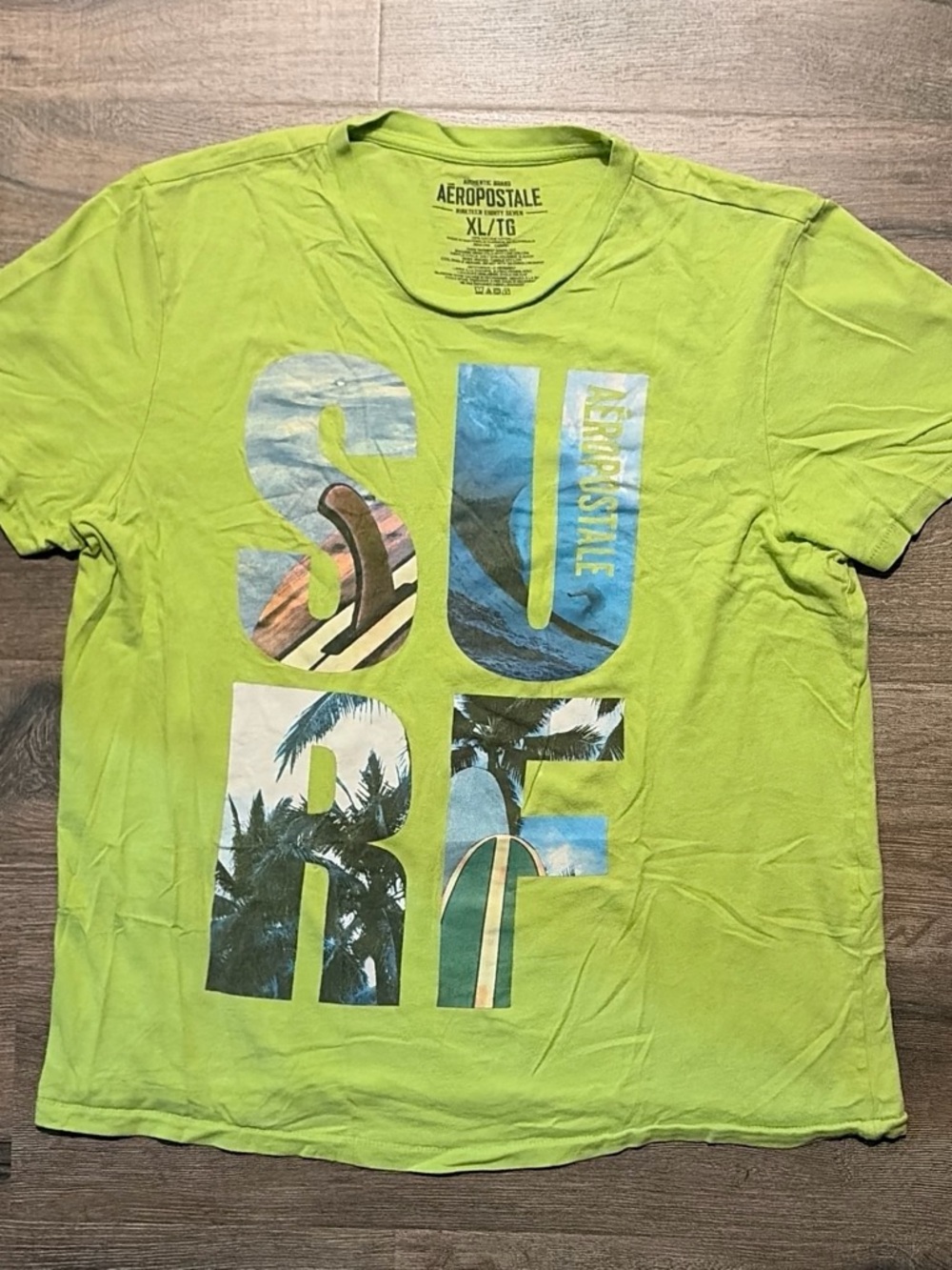 Aeropostale Lime Green Surf Graphic T-Shirt XL